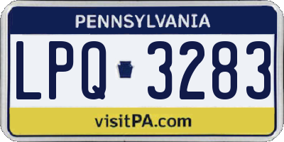 PA license plate LPQ3283