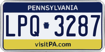 PA license plate LPQ3287
