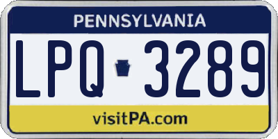 PA license plate LPQ3289