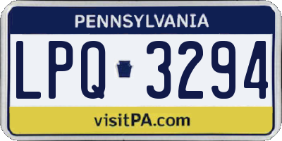 PA license plate LPQ3294