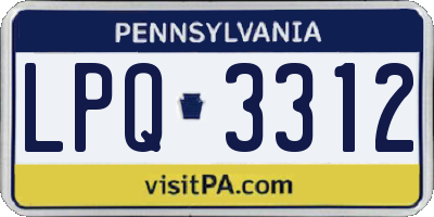 PA license plate LPQ3312
