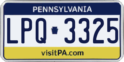PA license plate LPQ3325