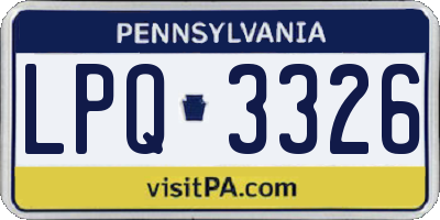PA license plate LPQ3326