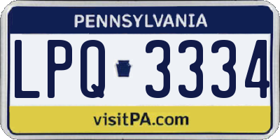 PA license plate LPQ3334