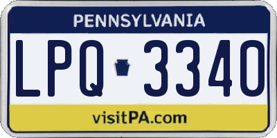 PA license plate LPQ3340