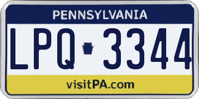 PA license plate LPQ3344