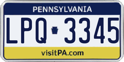 PA license plate LPQ3345