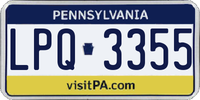 PA license plate LPQ3355