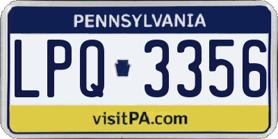 PA license plate LPQ3356