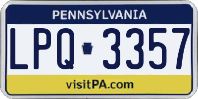 PA license plate LPQ3357