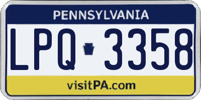 PA license plate LPQ3358