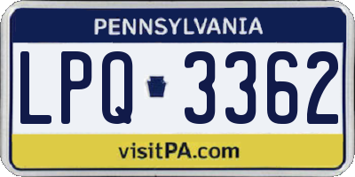 PA license plate LPQ3362