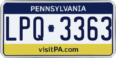 PA license plate LPQ3363