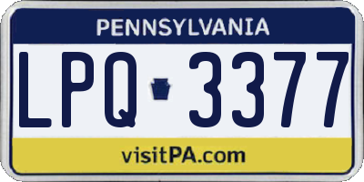 PA license plate LPQ3377
