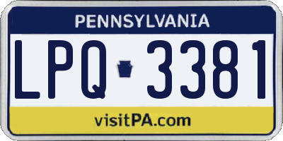PA license plate LPQ3381