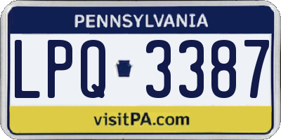PA license plate LPQ3387