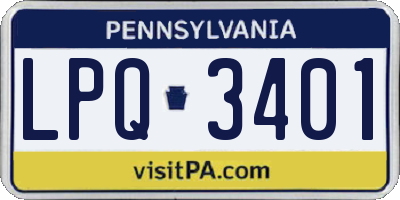 PA license plate LPQ3401