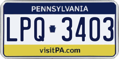 PA license plate LPQ3403