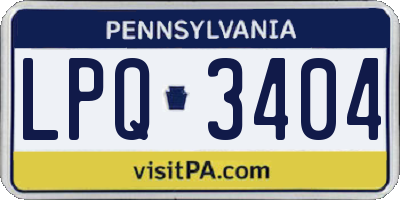 PA license plate LPQ3404