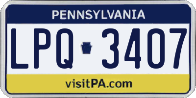PA license plate LPQ3407