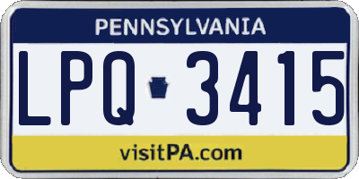 PA license plate LPQ3415