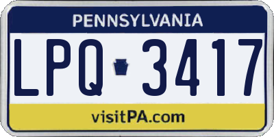 PA license plate LPQ3417