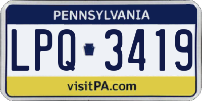PA license plate LPQ3419