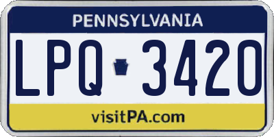 PA license plate LPQ3420