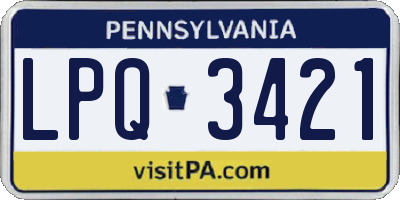 PA license plate LPQ3421