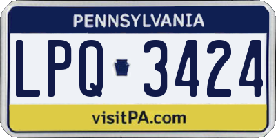 PA license plate LPQ3424