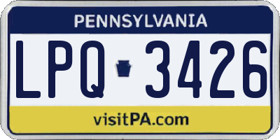 PA license plate LPQ3426