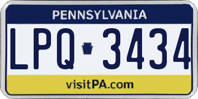 PA license plate LPQ3434