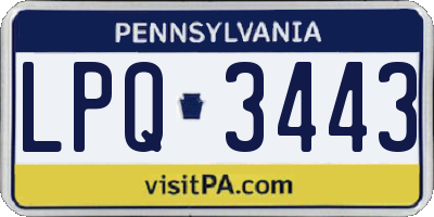 PA license plate LPQ3443