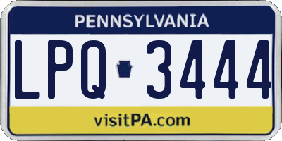PA license plate LPQ3444