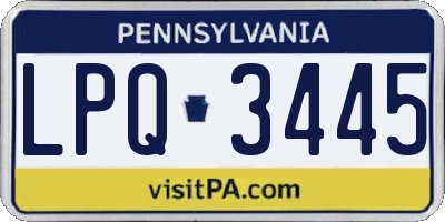 PA license plate LPQ3445