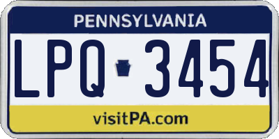 PA license plate LPQ3454
