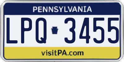 PA license plate LPQ3455
