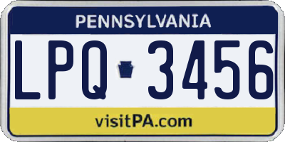 PA license plate LPQ3456
