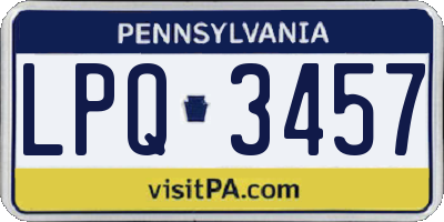 PA license plate LPQ3457