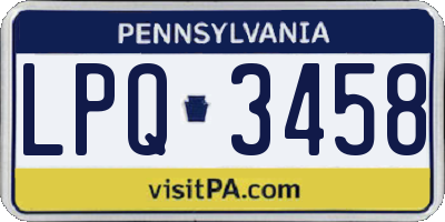 PA license plate LPQ3458