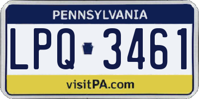 PA license plate LPQ3461