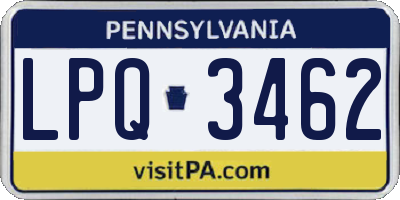 PA license plate LPQ3462