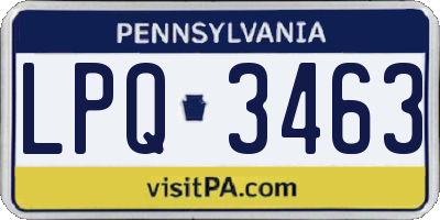PA license plate LPQ3463