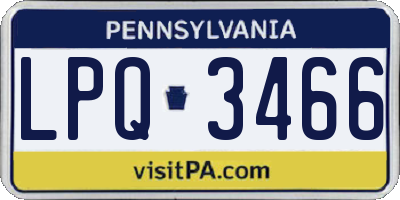 PA license plate LPQ3466