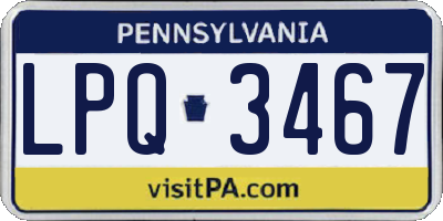 PA license plate LPQ3467