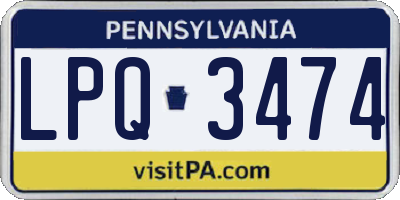 PA license plate LPQ3474