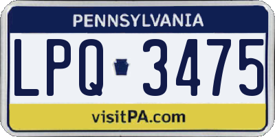 PA license plate LPQ3475