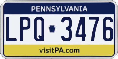 PA license plate LPQ3476