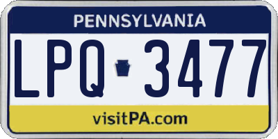 PA license plate LPQ3477