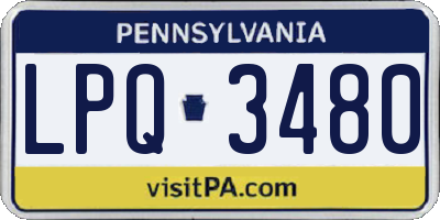 PA license plate LPQ3480